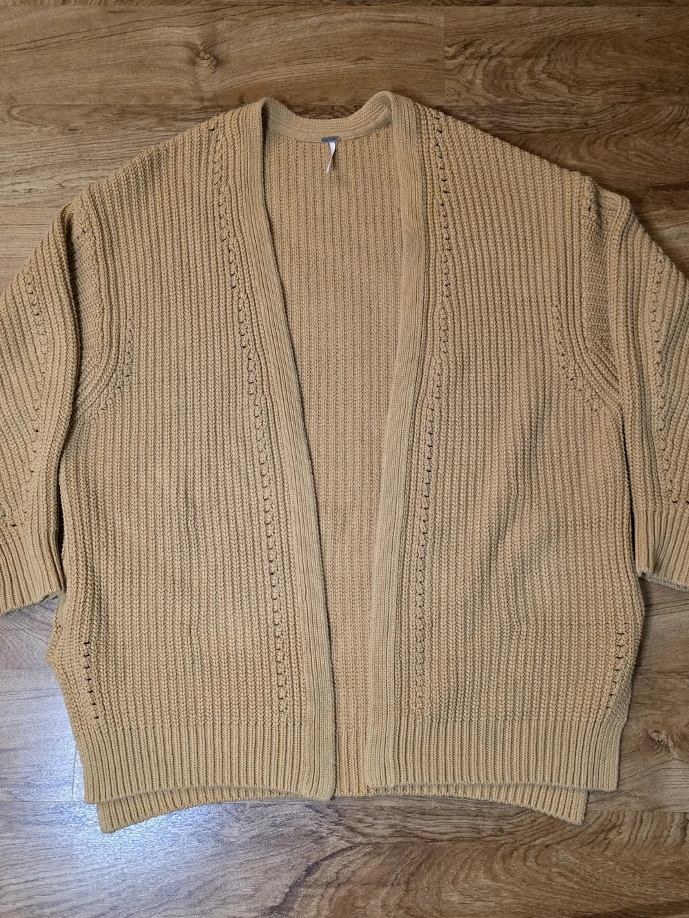 Free People Nightingale Cardi Tan Brown Oversized Slouchy Open Cardigan